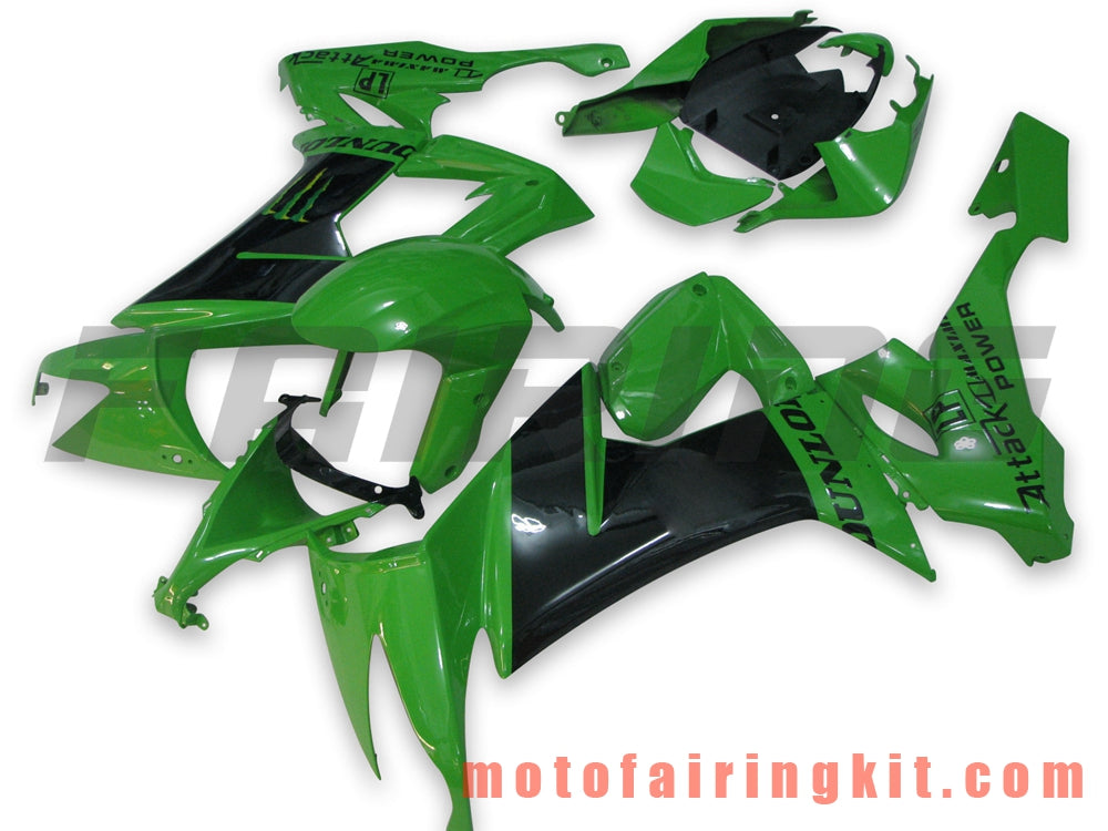 Fairing Kits Fit for ZX-10R ZX10R 2008 2009 2010 ZX10R 08 09 10 Plastic ABS Injection Mold Complete Motorcycle Body Aftermarket Bodywork Frame (Green & Black) B014