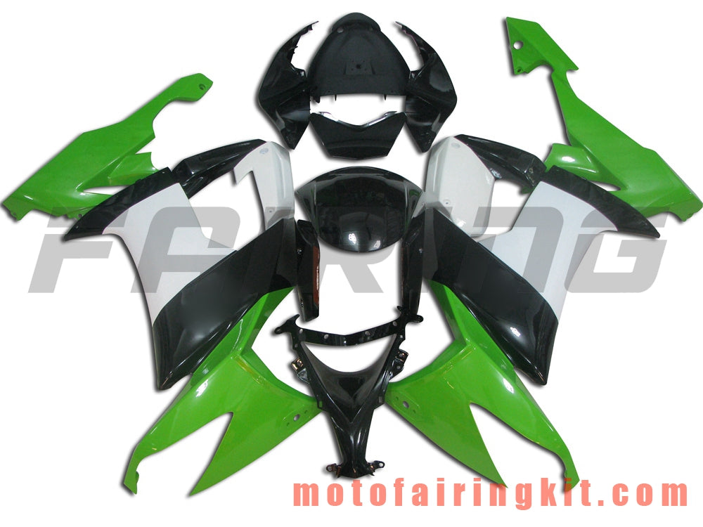 フェアリングキット ZX-10R ZX10R 2008 2009 2010 ZX10R 08 09 10 プラスチック ABS 射出成形 完全なオートバイボディ アフターマーケットボディワークフレーム (ブラック &amp; グリーン) B015