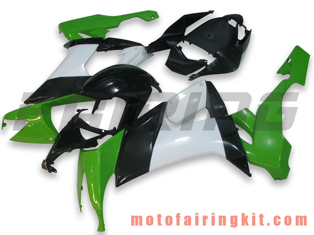 フェアリングキット ZX-10R ZX10R 2008 2009 2010 ZX10R 08 09 10 プラスチック ABS 射出成形 完全なオートバイボディ アフターマーケットボディワークフレーム (ブラック &amp; グリーン) B015