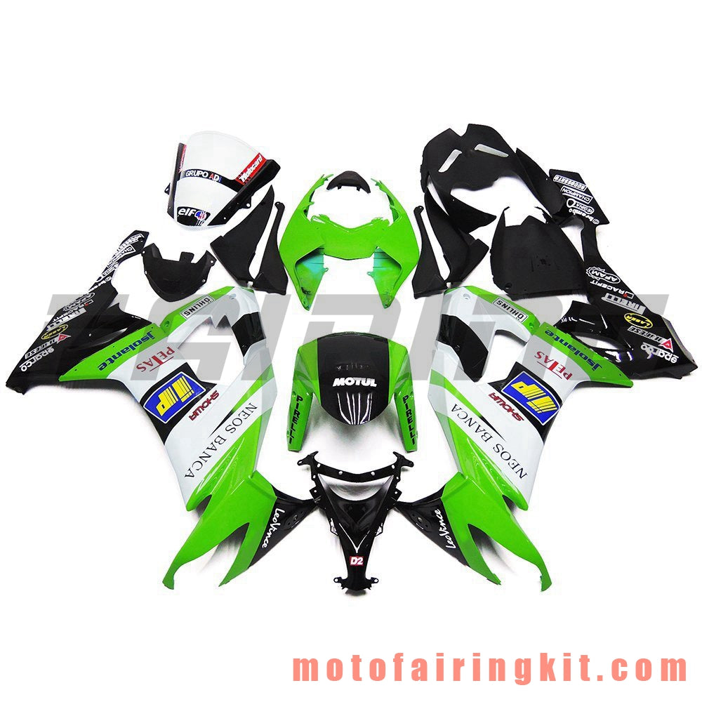 フェアリングキット ZX-10R ZX10R 2008 2009 2010 ZX10R 08 09 10 プラスチック ABS 射出成型 完全なオートバイボディ アフターマーケットボディワークフレーム (グリーン &amp; ブラック) B019