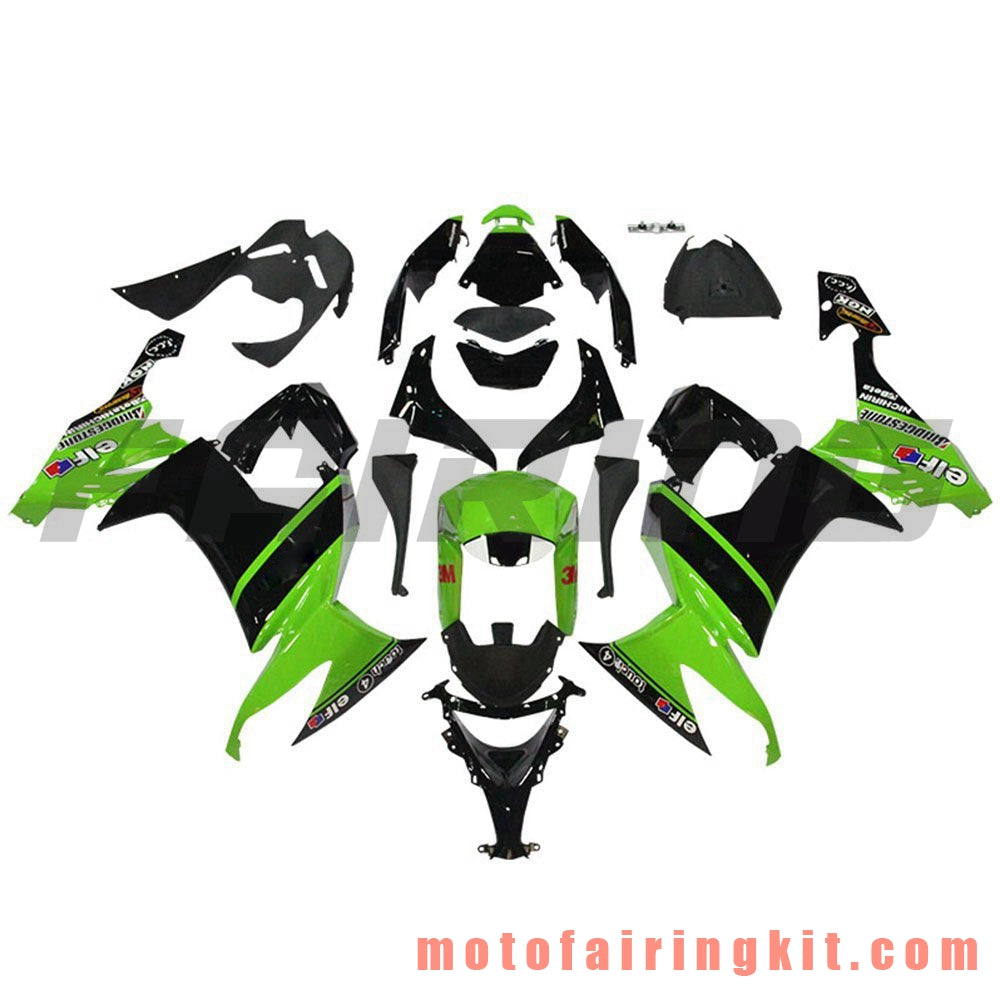 Kits de carenado aptos para ZX-10R ZX10R 2008 2009 2010 ZX10R 08 09 10 Molde de inyección de plástico ABS Carrocería completa para motocicleta Marco de carrocería de posventa (verde y negro) B020