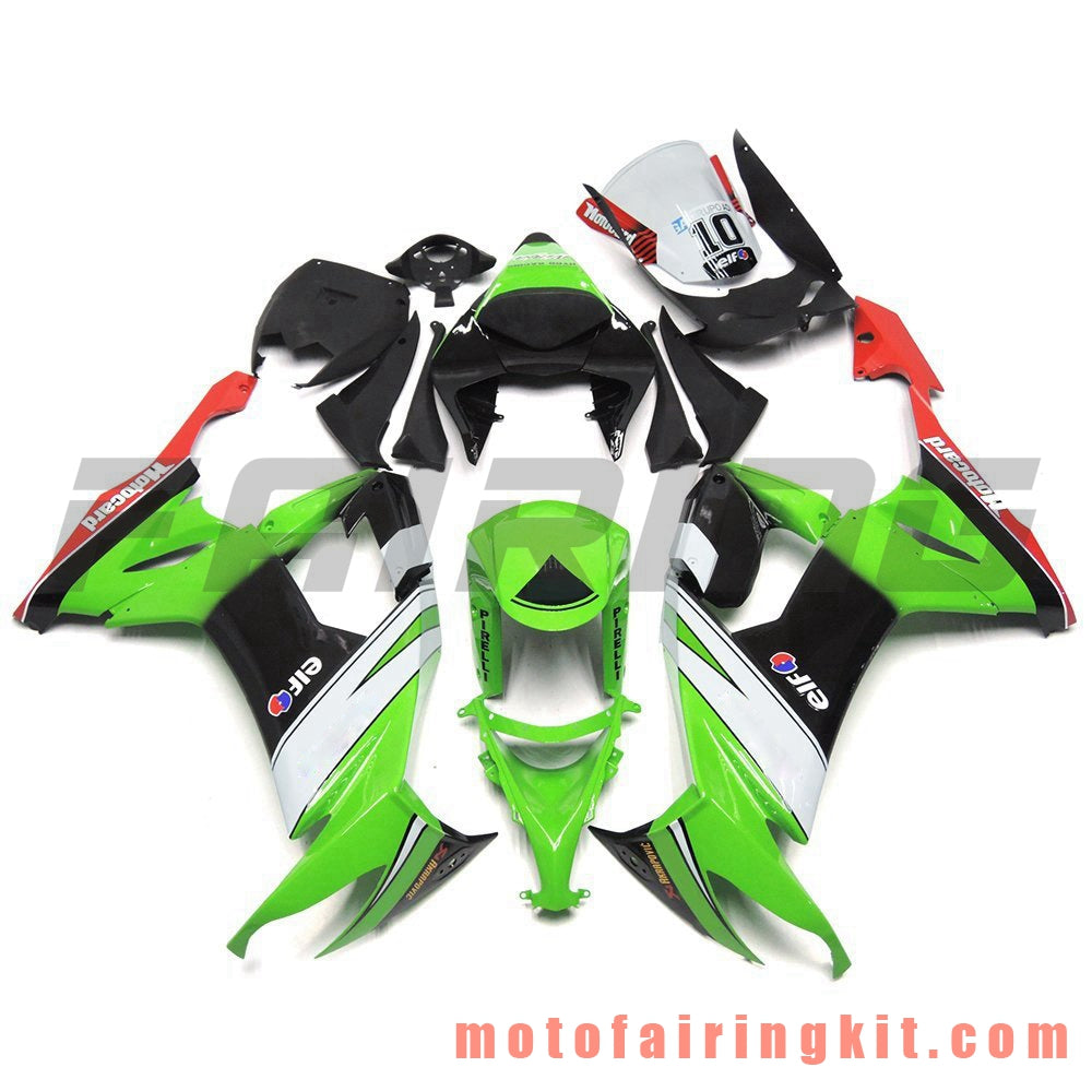 Fairing Kits Fit for ZX-10R ZX10R 2008 2009 2010 ZX10R 08 09 10 Plastic ABS Injection Mold Complete Motorcycle Body Aftermarket Bodywork Frame (Green & Black) B022