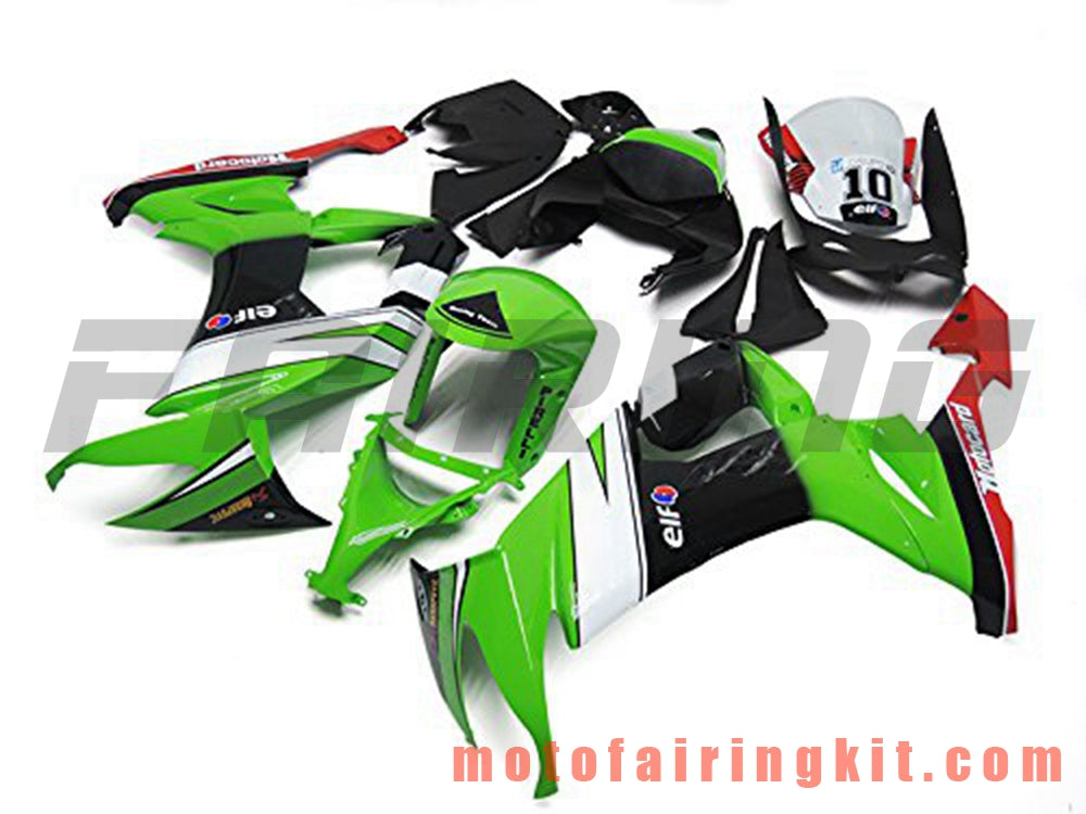 Fairing Kits Fit for ZX-10R ZX10R 2008 2009 2010 ZX10R 08 09 10 Plastic ABS Injection Mold Complete Motorcycle Body Aftermarket Bodywork Frame (Green & Black) B022