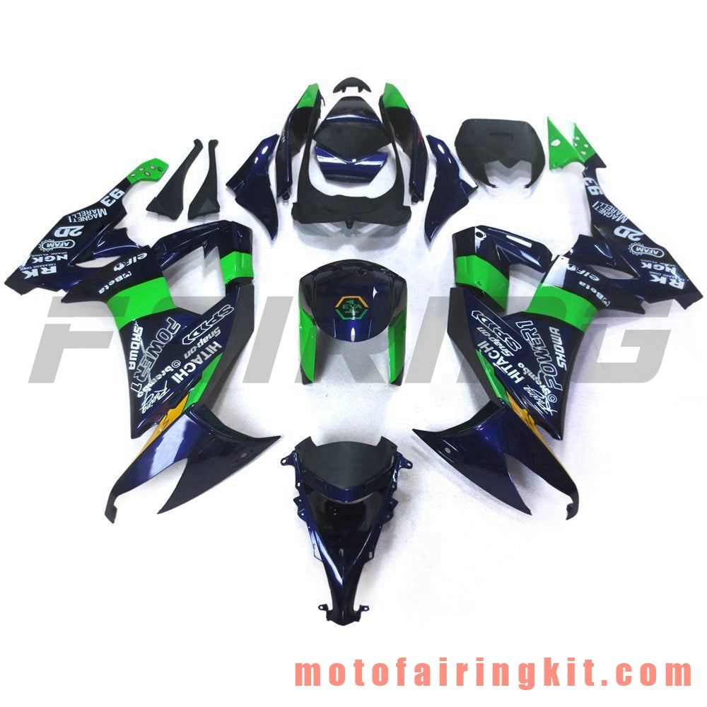 Kits de carenado aptos para ZX-10R ZX10R 2008 2009 2010 ZX10R 08 09 10 Molde de inyección de plástico ABS Carrocería completa para motocicleta Marco de carrocería de posventa (azul y verde) B025