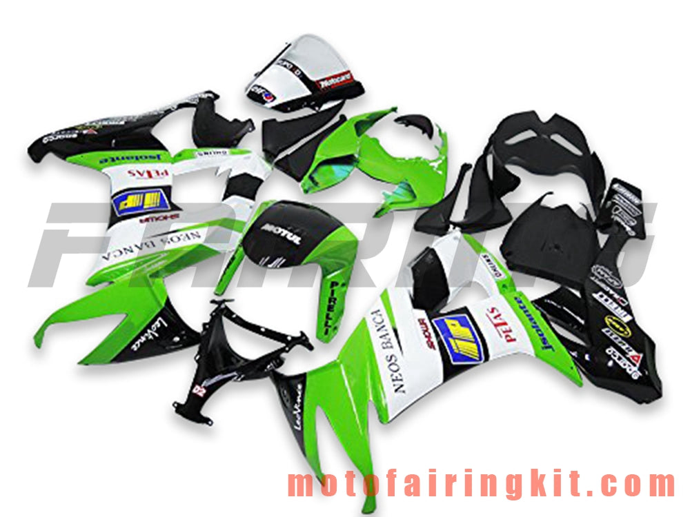 Fairing Kits Fit for ZX-10R ZX10R 2008 2009 2010 ZX10R 08 09 10 Plastic ABS Injection Mold Complete Motorcycle Body Aftermarket Bodywork Frame (White & Green) B027