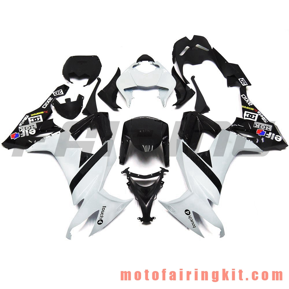 Kits de carenado aptos para ZX-10R ZX10R 2008 2009 2010 ZX10R 08 09 10 Molde de inyección de plástico ABS Carrocería completa para motocicleta Marco de carrocería de posventa (blanco y negro) B028