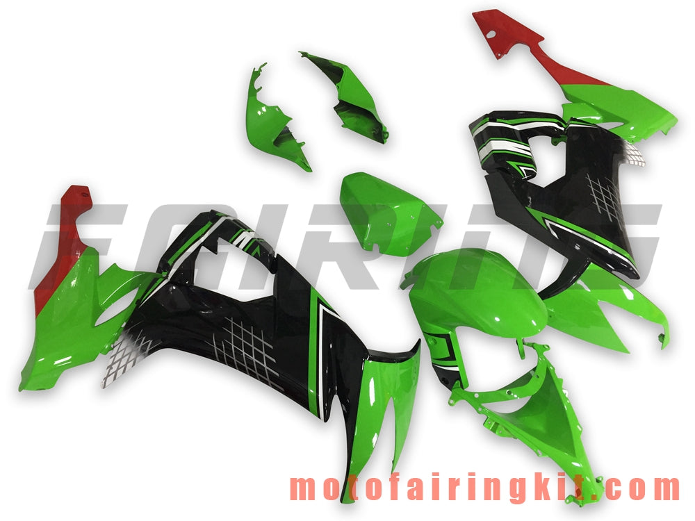 フェアリングキット ZX-10R ZX10R 2008 2009 2010 ZX10R 08 09 10 プラスチック ABS 射出成形 完全なオートバイボディ アフターマーケットボディワークフレーム (グリーン &amp; ブラック) B031