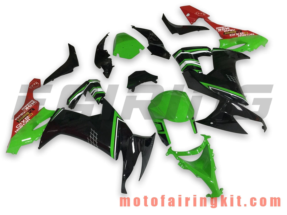 Fairing Kits Fit for ZX-10R ZX10R 2008 2009 2010 ZX10R 08 09 10 Plastic ABS Injection Mold Complete Motorcycle Body Aftermarket Bodywork Frame (Black & Green) B032