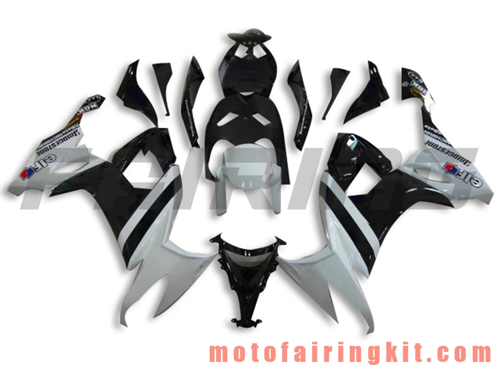 Fairing Kits Fit for ZX-10R ZX10R 2008 2009 2010 ZX10R 08 09 10 Plastic ABS Injection Mold Complete Motorcycle Body Aftermarket Bodywork Frame (Black & White) B039