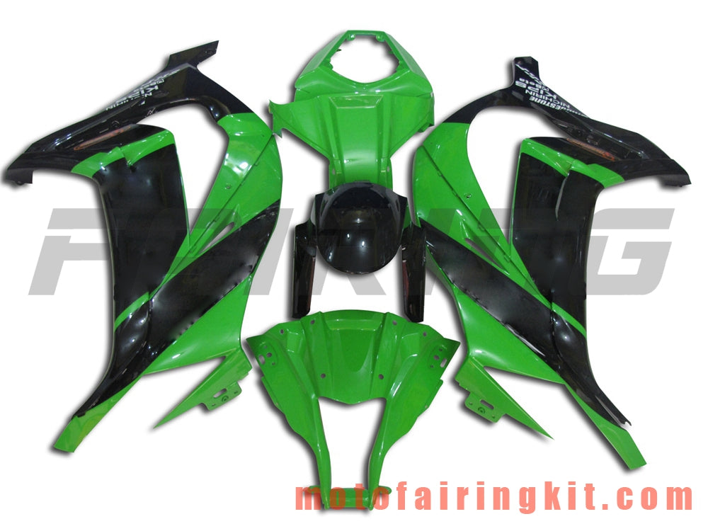 フェアリングキット ZX-10R ZX10R 2011 2012 2013 2014 2015 プラスチック ABS 射出成形 完全なオートバイボディ アフターマーケットボディワークフレーム (グリーン &amp; ブラック) B002