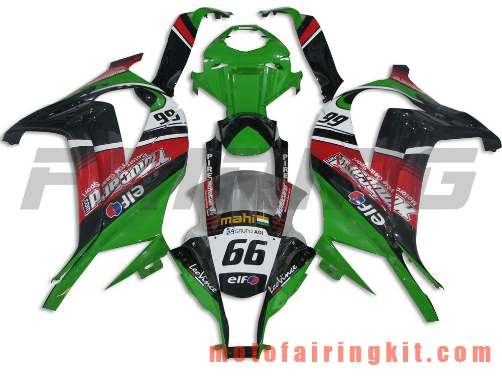 フェアリングキット ZX-10R ZX10R 2011 2012 2013 2014 2015 プラスチック ABS 射出成形 完全なオートバイボディ アフターマーケットボディワークフレーム (グリーン &amp; レッド) B009