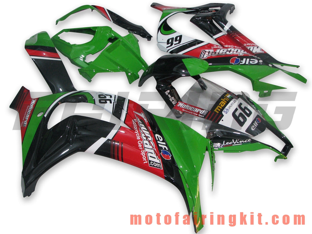 フェアリングキット ZX-10R ZX10R 2011 2012 2013 2014 2015 プラスチック ABS 射出成形 完全なオートバイボディ アフターマーケットボディワークフレーム (グリーン &amp; レッド) B009