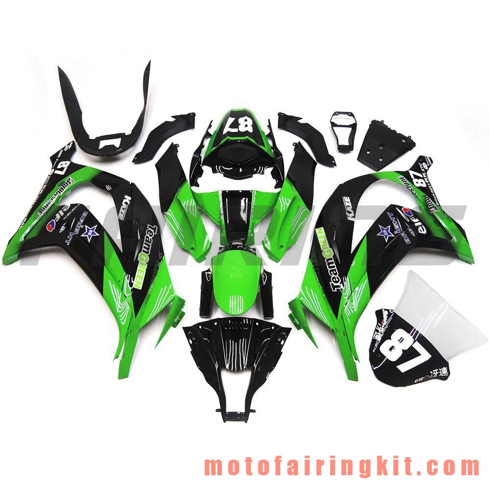 Fairing Kits Fit for ZX-10R ZX10R 2011 2012 2013 2014 2015 Plastic ABS Injection Mold Complete Motorcycle Body Aftermarket Bodywork Frame (Green & Black) B022