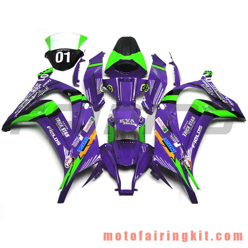 Fairing Kits Fit for ZX-10R ZX10R 2011 2012 2013 2014 2015 Plastic ABS Injection Mold Complete Motorcycle Body Aftermarket Bodywork Frame (Green & Purple) B023