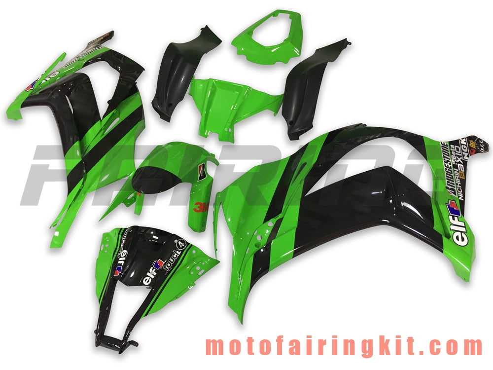 フェアリングキット ZX-10R ZX10R 2011 2012 2013 2014 2015 プラスチック ABS 射出成形 完全なオートバイボディ アフターマーケットボディワークフレーム (グリーン &amp; ブラック) B025