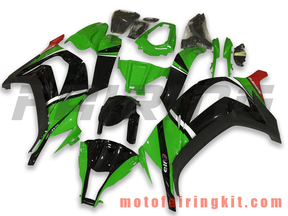 Fairing Kits Fit for ZX-10R ZX10R 2011 2012 2013 2014 2015 Plastic ABS Injection Mold Complete Motorcycle Body Aftermarket Bodywork Frame (Black & Green) B028