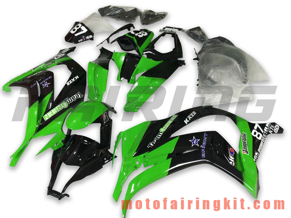 フェアリングキット ZX-10R ZX10R 2011 2012 2013 2014 2015 プラスチック ABS 射出成形 完全なオートバイボディ アフターマーケットボディワークフレーム (グリーン &amp; ブラック) B029