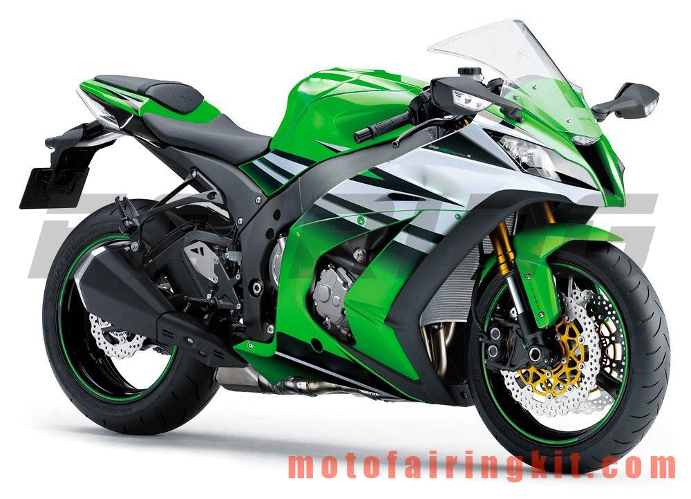 フェアリングキット ZX-10R ZX10R 2011 2012 2013 2014 2015 プラスチック ABS 射出成形 完全なオートバイボディ アフターマーケットボディワークフレーム (グリーン &amp; ブラック) B030