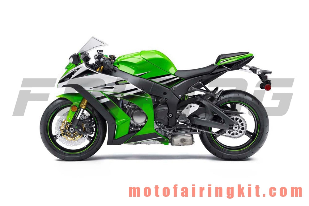 フェアリングキット ZX-10R ZX10R 2011 2012 2013 2014 2015 プラスチック ABS 射出成形 完全なオートバイボディ アフターマーケットボディワークフレーム (グリーン &amp; ブラック) B030