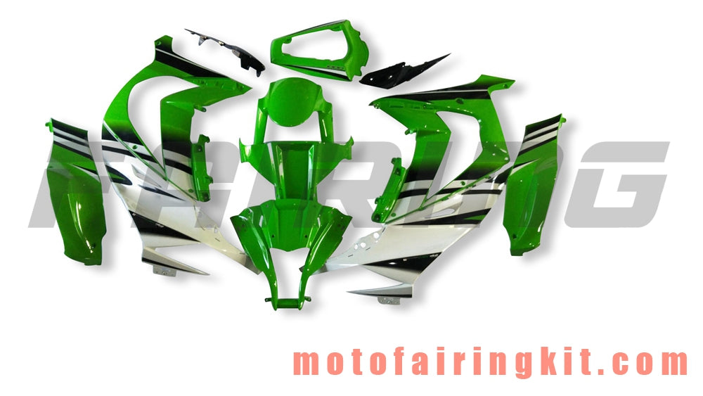 フェアリングキット ZX-10R ZX10R 2011 2012 2013 2014 2015 プラスチック ABS 射出成形 完全なオートバイボディ アフターマーケットボディワークフレーム (グリーン &amp; ホワイト) B032