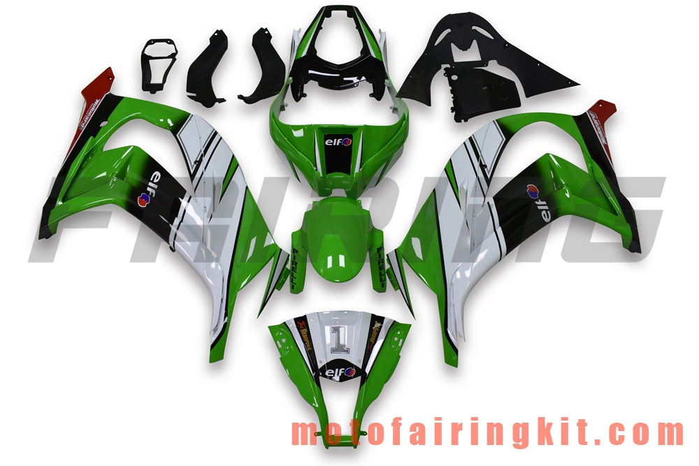 Fairing Kits Fit for ZX-10R ZX10R 2011 2012 2013 2014 2015 Plastic ABS Injection Mold Complete Motorcycle Body Aftermarket Bodywork Frame (Green & White) B033