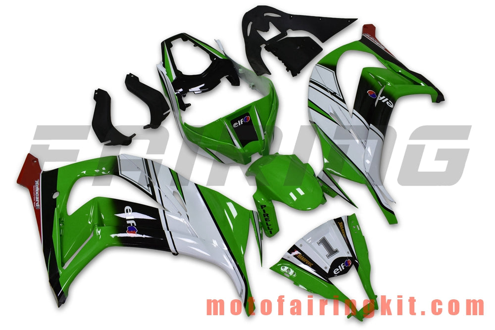 Fairing Kits Fit for ZX-10R ZX10R 2011 2012 2013 2014 2015 Plastic ABS Injection Mold Complete Motorcycle Body Aftermarket Bodywork Frame (Green & White) B033