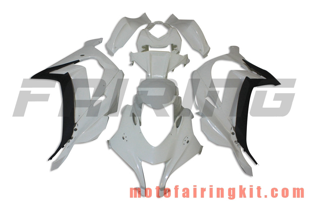 Fairing Kits Fit for ZX-10R ZX10R 2016 2017 2018 2019 ZX-10R ZX10R 16 17 18 19 Plastic ABS Injection Mold Complete Motorcycle Body Aftermarket Bodywork Frame (White) B002