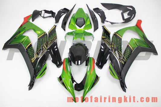 フェアリングキット ZX-10R ZX10R 2016 2017 2018 2019 ZX-10R ZX10R 16 17 18 19 プラスチック ABS 射出成型 完全なオートバイ車体 アフターマーケット車体フレーム (グリーン &amp; ブラック) B201