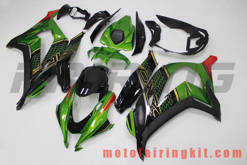 Fairing Kits Fit for ZX-10R ZX10R 2016 2017 2018 2019 ZX-10R ZX10R 16 17 18 19 Plastic ABS Injection Mold Complete Motorcycle Body Aftermarket Bodywork Frame (Green & Black) B201