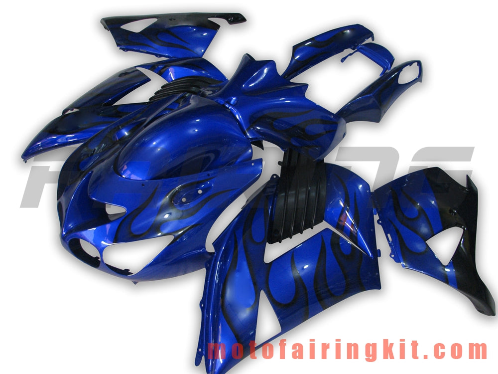 Fairing Kits Fit for ZX14R ZX-14R ZZ-R1400 2006 2007 2008 2009 2010 2011 Plastic ABS Injection Mold Complete Motorcycle Body Aftermarket Bodywork Frame (Blue & Black) B002