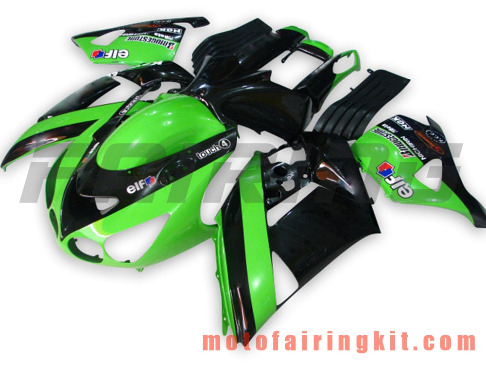 Fairing Kits Fit for ZX14R ZX-14R ZZ-R1400 2006 2007 2008 2009 2010 2011 Plastic ABS Injection Mold Complete Motorcycle Body Aftermarket Bodywork Frame (Green & Black) B003