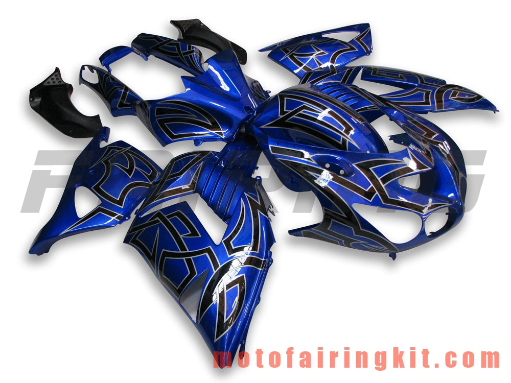 Fairing Kits Fit for ZX14R ZX-14R ZZ-R1400 2006 2007 2008 2009 2010 2011 Plastic ABS Injection Mold Complete Motorcycle Body Aftermarket Bodywork Frame (Blue & Black) B006