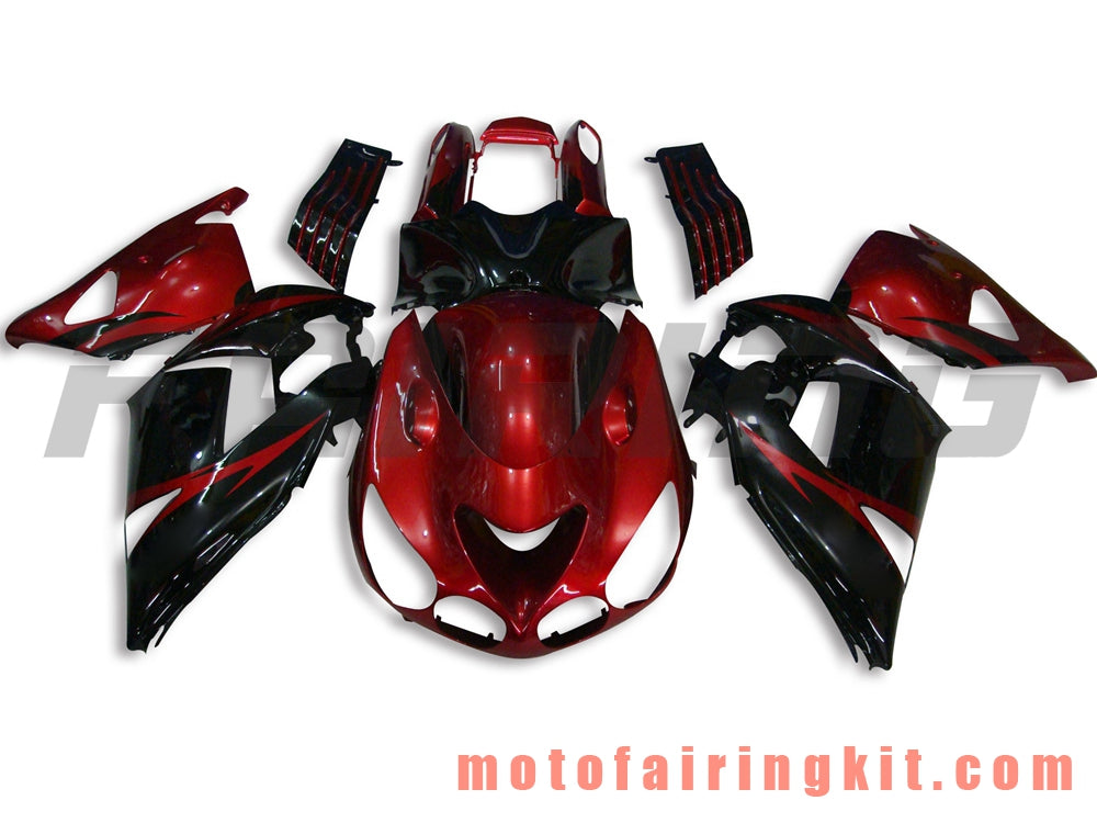 フェアリングキット ZX14R ZX-14R ZZ-R1400 2006 2007 2008 2009 2010 2011 プラスチック ABS 射出成形 完全なオートバイボディ アフターマーケットボディワークフレーム (レッド &amp; ブラック) B007