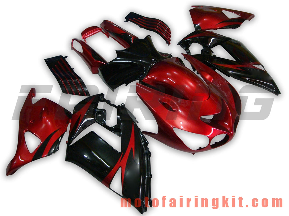 Fairing Kits Fit for ZX14R ZX-14R ZZ-R1400 2006 2007 2008 2009 2010 2011 Plastic ABS Injection Mold Complete Motorcycle Body Aftermarket Bodywork Frame (Red & Black) B007