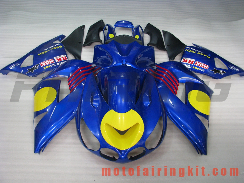 Fairing Kits Fit for ZX14R ZX-14R ZZ-R1400 2006 2007 2008 2009 2010 2011 Plastic ABS Injection Mold Complete Motorcycle Body Aftermarket Bodywork Frame (Blue & Yellow) B010