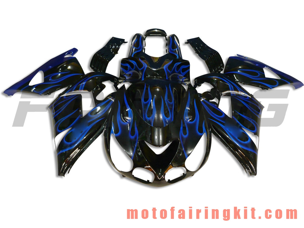 Fairing Kits Fit for ZX14R ZX-14R ZZ-R1400 2006 2007 2008 2009 2010 2011 Plastic ABS Injection Mold Complete Motorcycle Body Aftermarket Bodywork Frame (Black & Blue) B012