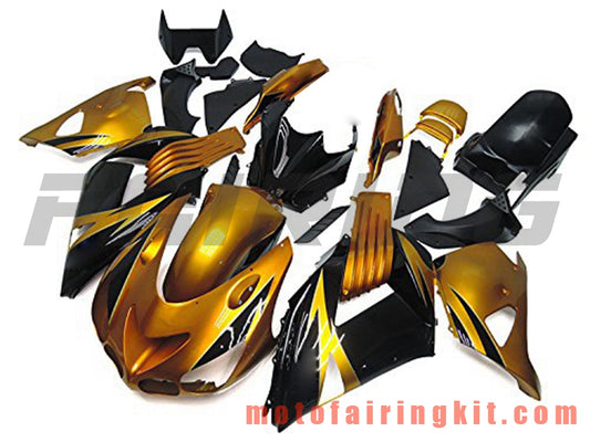 Fairing Kits Fit for ZX14R ZX-14R ZZ-R1400 2006 2007 2008 2009 2010 2011 Plastic ABS Injection Mold Complete Motorcycle Body Aftermarket Bodywork Frame (Gold & Black) B016