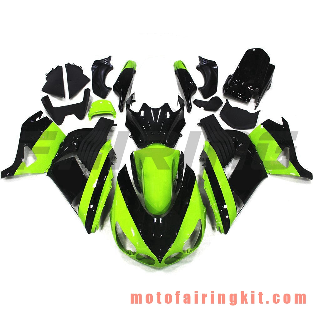 Fairing Kits Fit for ZX14R ZX-14R ZZ-R1400 2006 2007 2008 2009 2010 2011 Plastic ABS Injection Mold Complete Motorcycle Body Aftermarket Bodywork Frame (Black & Green) B019