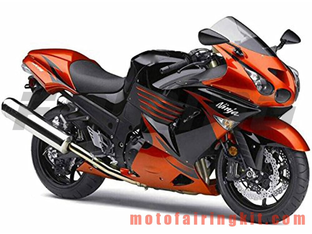 Fairing Kits Fit for ZX14R ZX-14R ZZ-R1400 2006 2007 2008 2009 2010 2011 Plastic ABS Injection Mold Complete Motorcycle Body Aftermarket Bodywork Frame (Orange & Black) B022