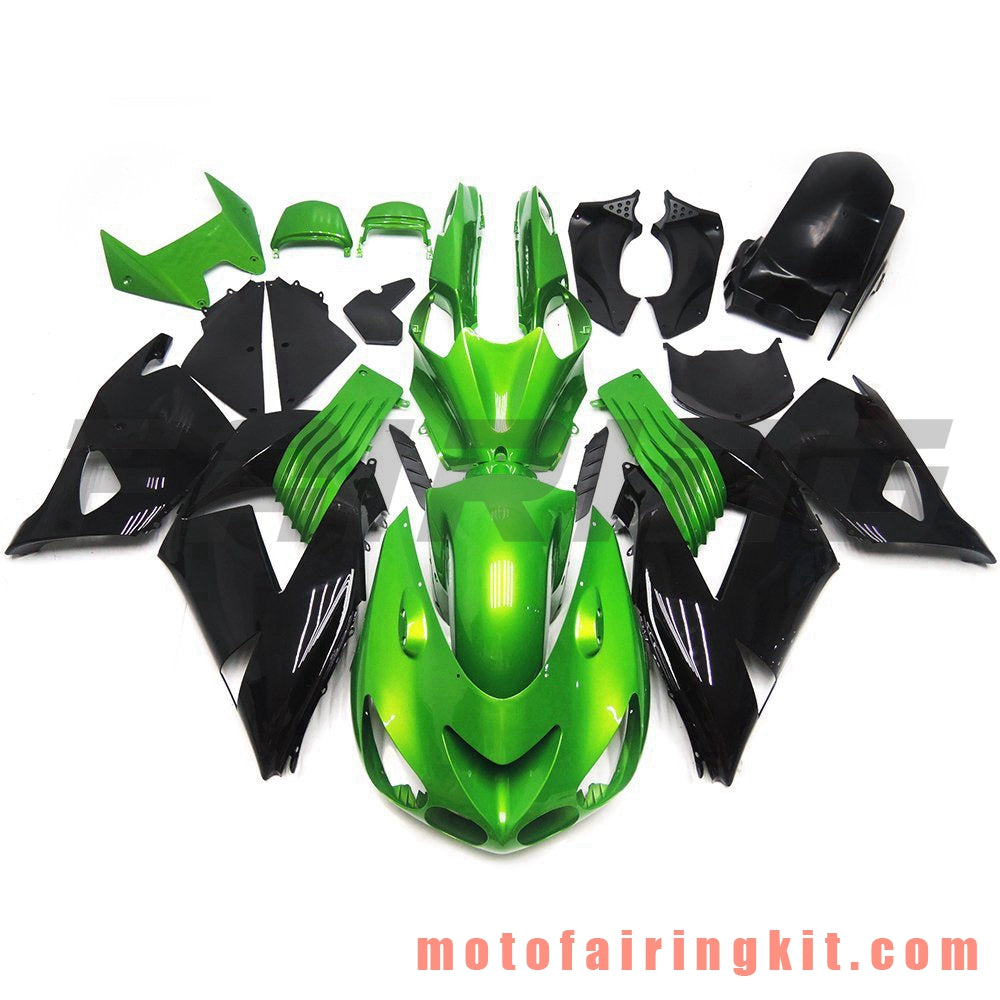 Fairing Kits Fit for ZX14R ZX-14R ZZ-R1400 2006 2007 2008 2009 2010 2011 Plastic ABS Injection Mold Complete Motorcycle Body Aftermarket Bodywork Frame (Green & Black) B023