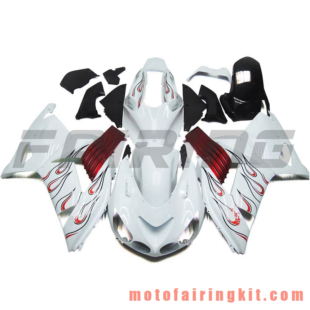 フェアリングキット ZX14R ZX-14R ZZ-R1400 2006 2007 2008 2009 2010 2011 プラスチック ABS 射出成形 完全なオートバイボディ アフターマーケットボディワークフレーム (ホワイト &amp; レッド) B024