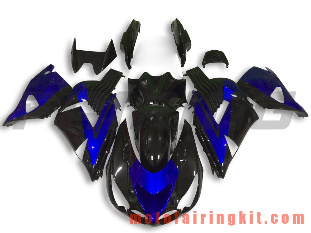 フェアリングキット ZX14R ZX-14R ZZ-R1400 2006 2007 2008 2009 2010 2011 プラスチック ABS 射出成形 完全なオートバイボディ アフターマーケットボディワークフレーム (ブラック &amp; ブルー) B026