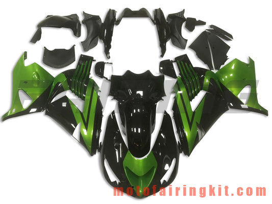 Fairing Kits Fit for ZX14R ZX-14R ZZ-R1400 2006 2007 2008 2009 2010 2011 Plastic ABS Injection Mold Complete Motorcycle Body Aftermarket Bodywork Frame (Black & Green) B029