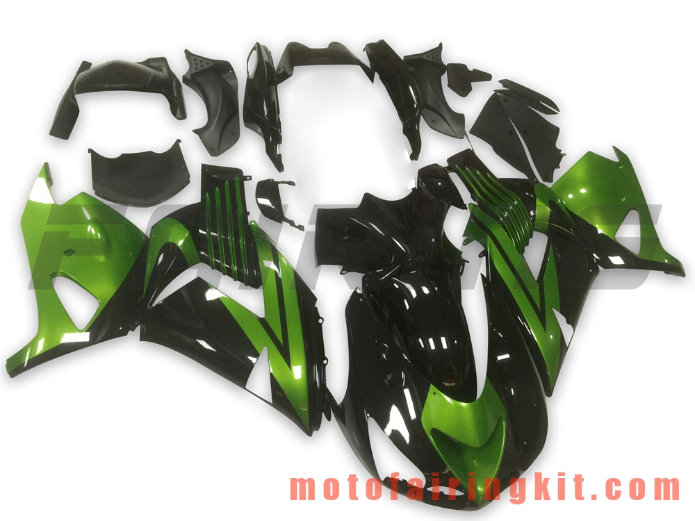 フェアリングキット ZX14R ZX-14R ZZ-R1400 2006 2007 2008 2009 2010 2011 プラスチック ABS 射出成型 完全なオートバイボディ アフターマーケットボディワークフレーム (ブラック &amp; グリーン) B029