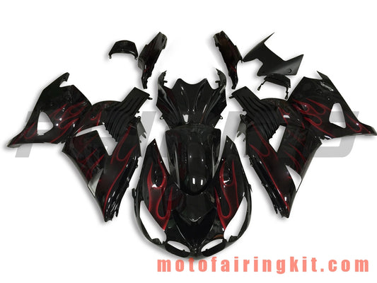 Fairing Kits Fit for ZX14R ZX-14R ZZ-R1400 2006 2007 2008 2009 2010 2011 Plastic ABS Injection Mold Complete Motorcycle Body Aftermarket Bodywork Frame (Black & Red) B030