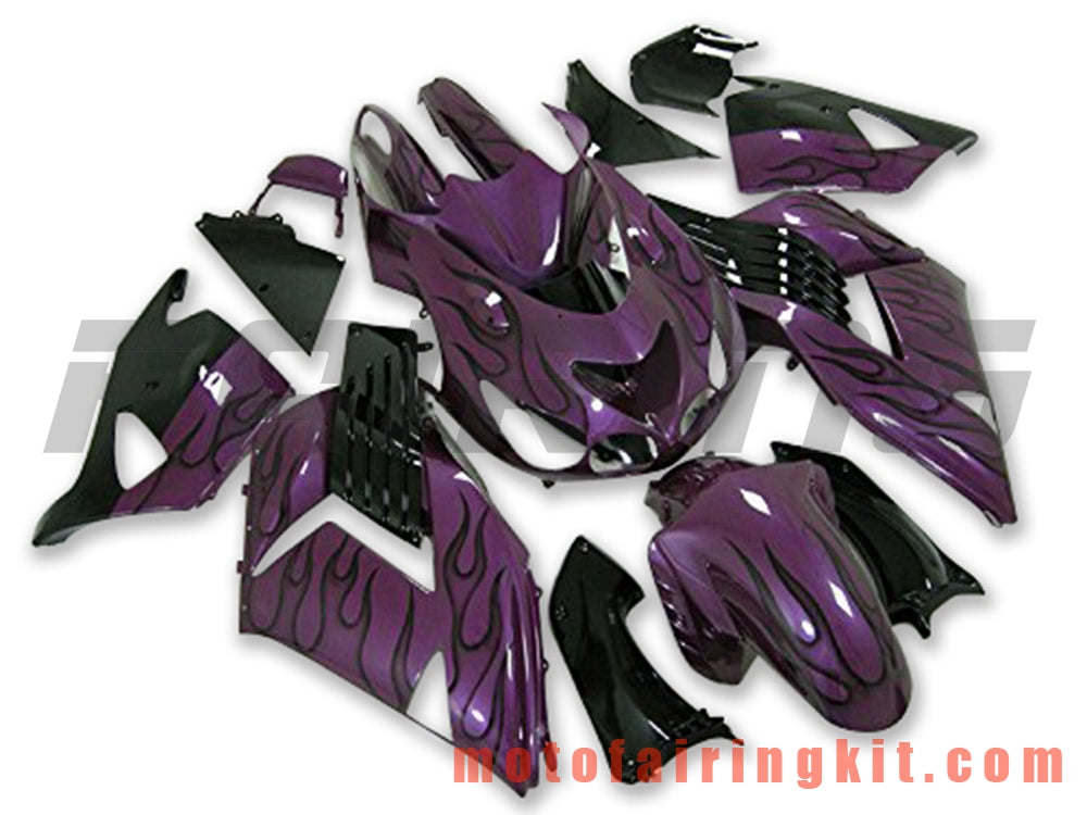 Fairing Kits Fit for ZX14R ZX-14R ZZ-R1400 2006 2007 2008 2009 2010 2011 Plastic ABS Injection Mold Complete Motorcycle Body Aftermarket Bodywork Frame (Purple & Black) B035