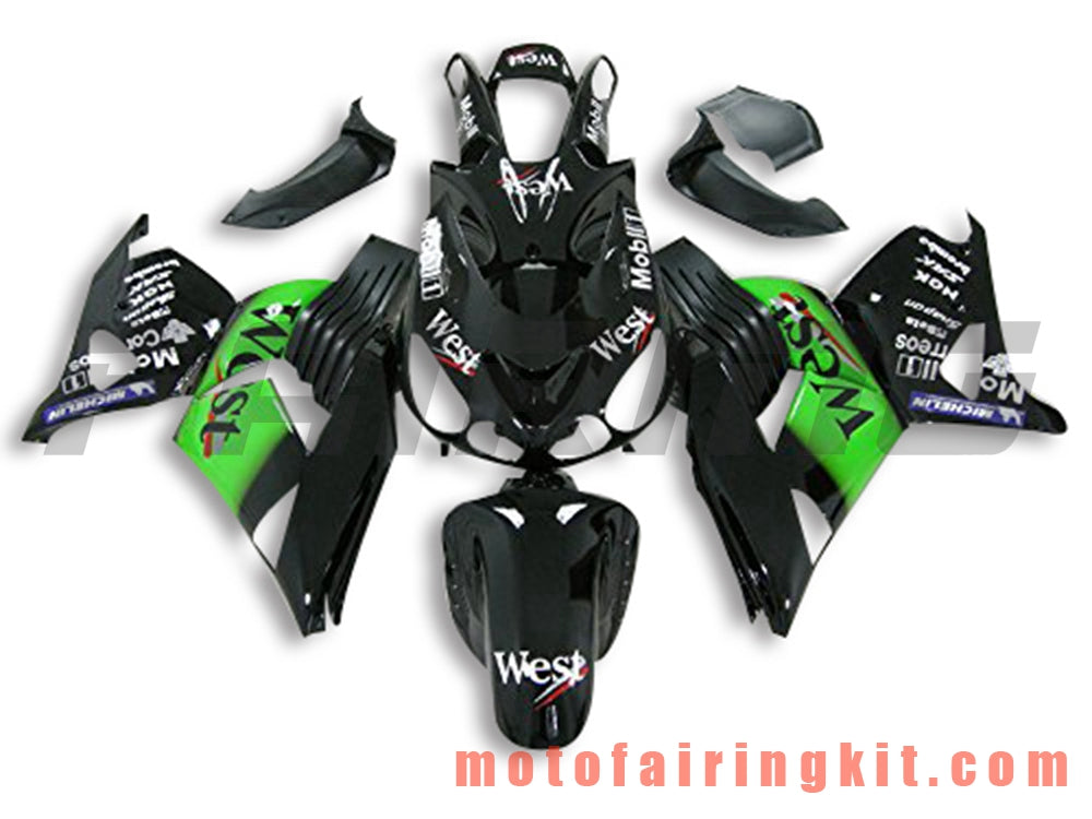 Fairing Kits Fit for ZX14R ZX-14R ZZ-R1400 2006 2007 2008 2009 2010 2011 Plastic ABS Injection Mold Complete Motorcycle Body Aftermarket Bodywork Frame (Black & Green) B037