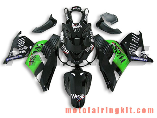 フェアリングキット ZX14R ZX-14R ZZ-R1400 2006 2007 2008 2009 2010 2011 プラスチック ABS 射出成形 完全なオートバイボディ アフターマーケットボディワークフレーム (ブラック &amp; グリーン) B037