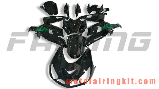 Fairing Kits Fit for ZX14R ZX-14R ZZ-R1400 2006 2007 2008 2009 2010 2011 Plastic ABS Injection Mold Complete Motorcycle Body Aftermarket Bodywork Frame (Black & Green) B039