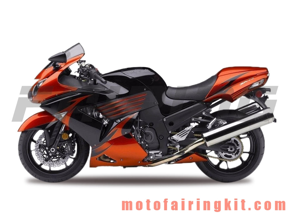 Fairing Kits Fit for ZX14R ZX-14R ZZ-R1400 2006 2007 2008 2009 2010 2011 Plastic ABS Injection Mold Complete Motorcycle Body Aftermarket Bodywork Frame (Orange & Black) B041